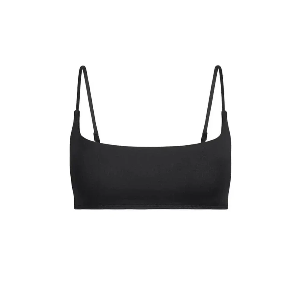 Skims Classic Swim Square Neck Scoop Bikini Top Obsidian Medium